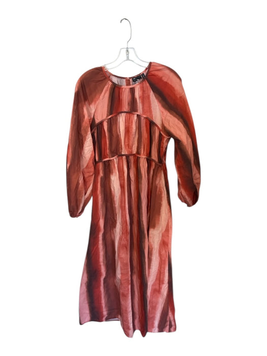 Asos Size 8 Orange & Rust Cotton Long Balloon Sleeve Ombre Maxi Dress Orange & Rust / 8