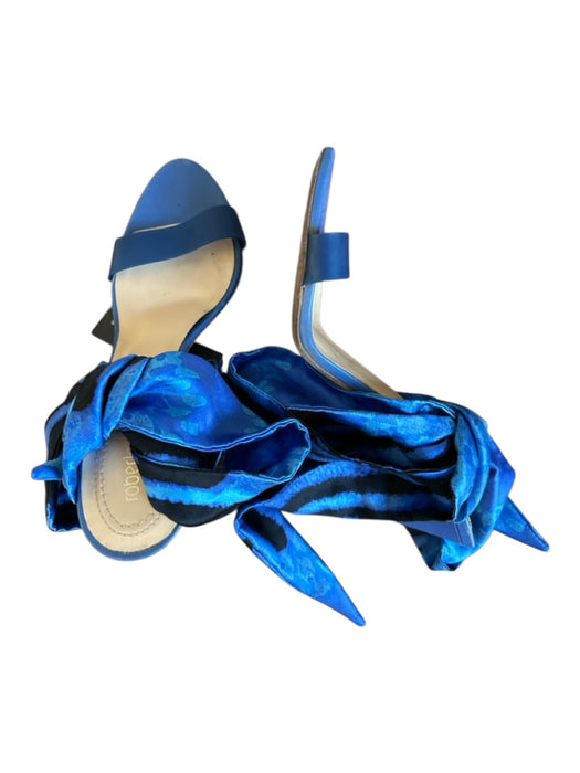Roberto Cavalli Shoe Size 39.5 Blue & Black Leather Ribbon Tie Sandals Blue & Black / 39.5
