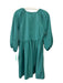 Hyacinth House Size Small Green Nylon Blend Long puff sleeve Ruched V Neck Dress Green / Small