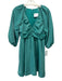 Hyacinth House Size Small Green Nylon Blend Long puff sleeve Ruched V Neck Dress Green / Small