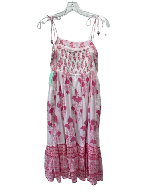Oliphant Size Small Pink & White Cotton Spaghetti Strap Mixed Floral Dress Pink & White / Small
