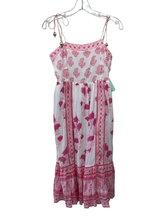 Oliphant Size Small Pink & White Cotton Spaghetti Strap Mixed Floral Dress Pink & White / Small