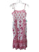 Oliphant Size Small Pink & White Cotton Spaghetti Strap Mixed Floral Dress Pink & White / Small