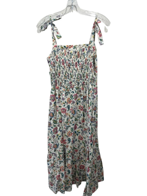 Rosie Cotswolds Size Small Cream & Multi Cotton Tie Straps Floral Tiered Dress Cream & Multi / Small