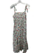 Rosie Cotswolds Size Small Cream & Multi Cotton Tie Straps Floral Tiered Dress Cream & Multi / Small
