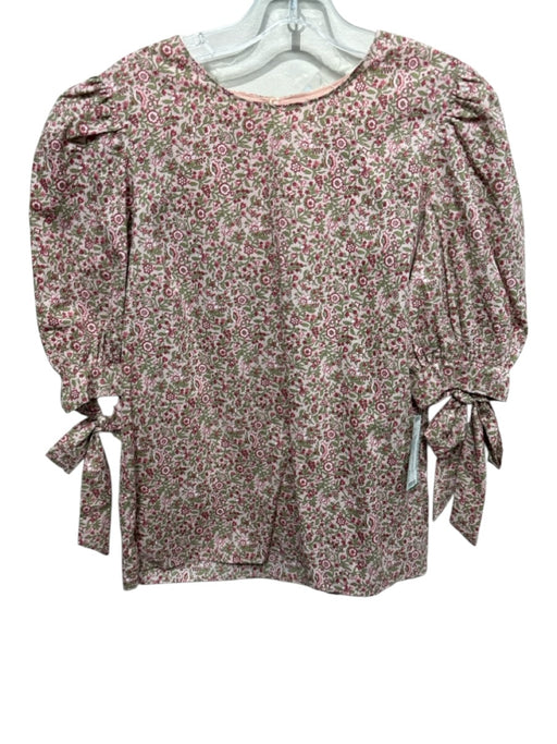 Hyacinth House Size Small Red, Pink, Green Cotton Half Puff Sleeve Floral Top Red, Pink, Green / Small