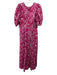 J Crew Collection Size 4 Hot Pink & White Viscose Blend Short Puff Sleeve Dress Hot Pink & White / 4