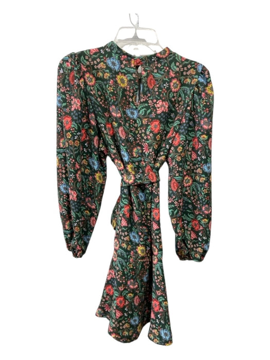 Smith & Quinn Size Medium Green & Multi Polyester Long Sleeve Floral Midi Dress Green & Multi / Medium