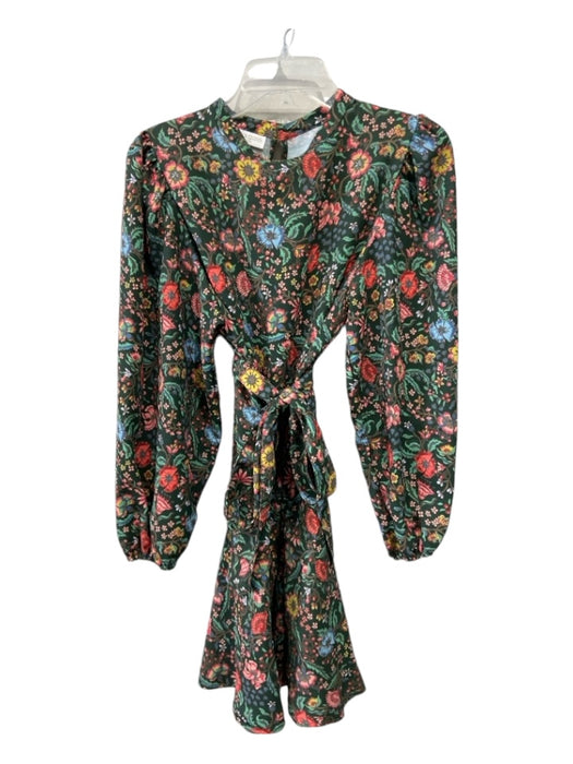 Smith & Quinn Size Medium Green & Multi Polyester Long Sleeve Floral Midi Dress Green & Multi / Medium