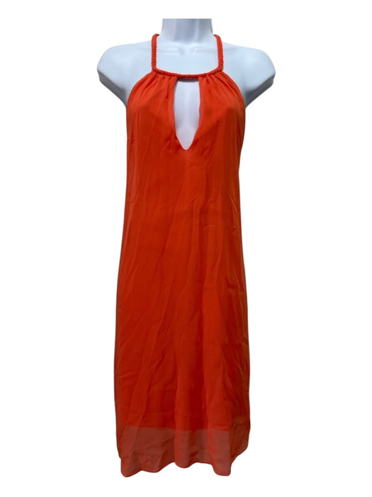 Alice & Olivia Size XS Orange Polyester Chiffon Overlay Halter Keyhole Dress Orange / XS