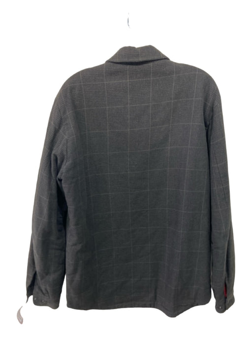 Prada Size M Brown & Gray Polyester Plaid Buttons Men's Jacket M