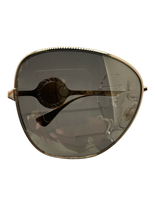 Versace Taupe & Gold Metal Butterfly Logo Wire Arms Mirror Lens Sunglasses Taupe & Gold