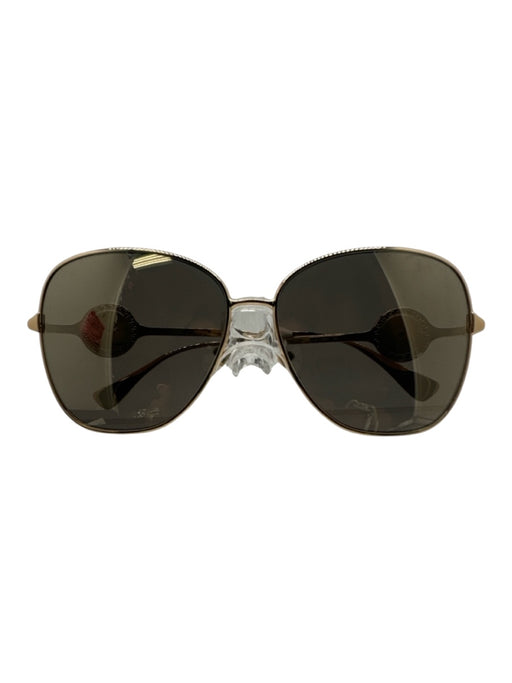 Versace Taupe & Gold Metal Butterfly Logo Wire Arms Mirror Lens Sunglasses Taupe & Gold