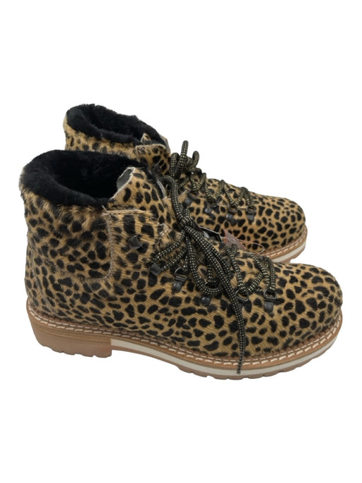 Montelliana Shoe Size 39.5 Tan & black Cowhide Ponyhair Laces Calf High Boots Tan & black / 39.5