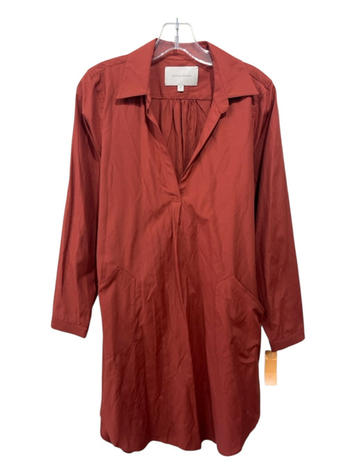 Brochu Walker Size S Burnt Red Polyester Pockets Collared Long Sleeve Dress Burnt Red / S