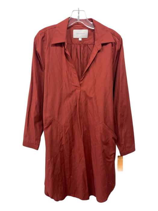 Brochu Walker Size S Burnt Red Polyester Pockets Collared Long Sleeve Dress Burnt Red / S