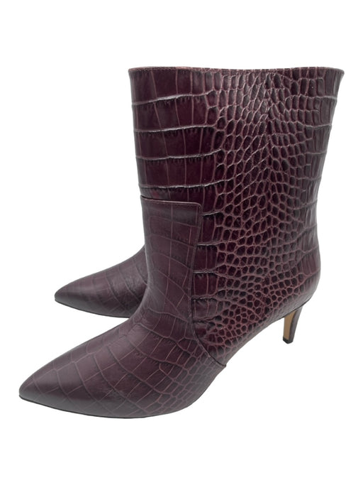 Paris Texas Shoe Size 40 Plum Purple Leather Embossed Midi Stiletto Boots Plum Purple / 40
