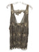 Free People Size M Taupe & Gold Polyester Floral Application Tiered Fringe Dress Taupe & Gold / M