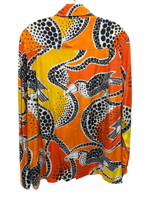 Simon Miller Size S Orange, Black & white Viscose Blend Abstract Print Shirt Top Orange, Black & white / S