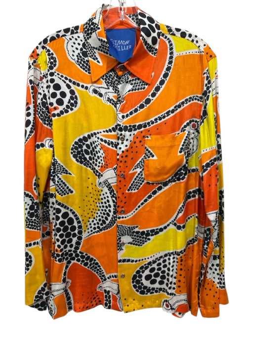 Simon Miller Size S Orange, Black & white Viscose Blend Abstract Print Shirt Top Orange, Black & white / S
