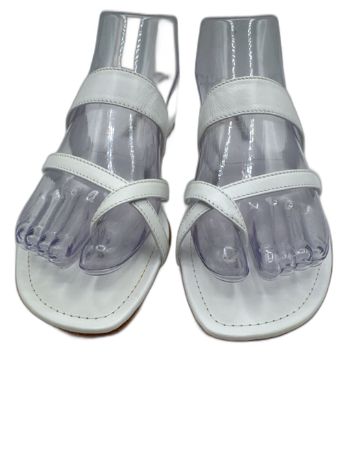 Manolo Blahnik Shoe Size 39.5 White Leather Toe Strap Slide Mule Flat Sandals White / 39.5