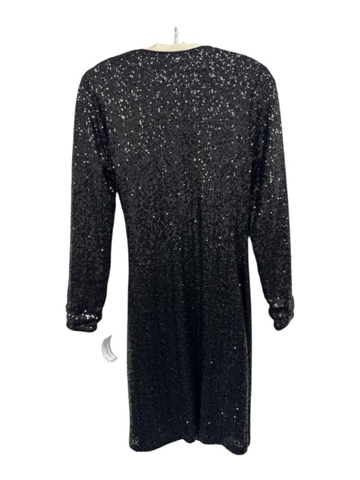 Chelsea 28 Size S Black Polyester Blend Fully Sequined Wrap Long Sleeve Dress Black / S