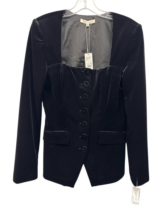 Favorite Daughter Size 6 Black Polyester Blend Velvet Shoulder Pads Top Black / 6