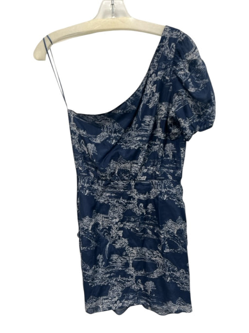 Loveshackfancy Size S Navy Blue & White Silk & Cotton Landscape Scene Dress Navy Blue & White / S