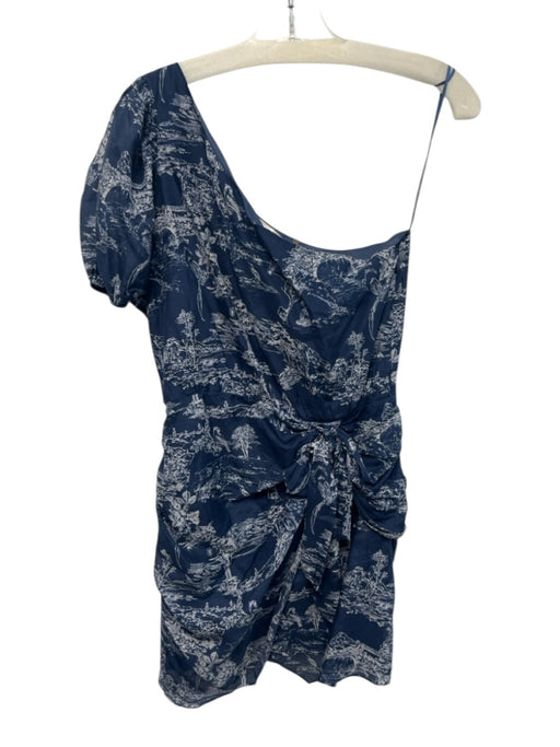 Loveshackfancy Size S Navy Blue & White Silk & Cotton Landscape Scene Dress Navy Blue & White / S