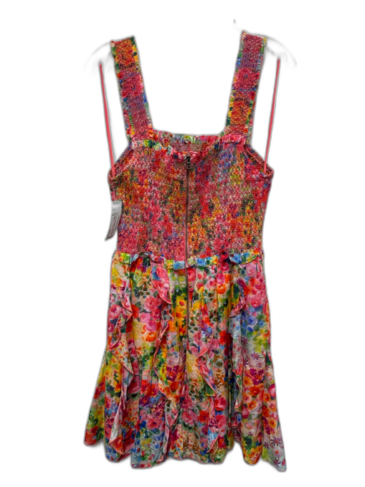 Alice + Olivia Size 10 Pink & Multi Cotton & Silk Floral Sleeveless Dress Pink & Multi / 10