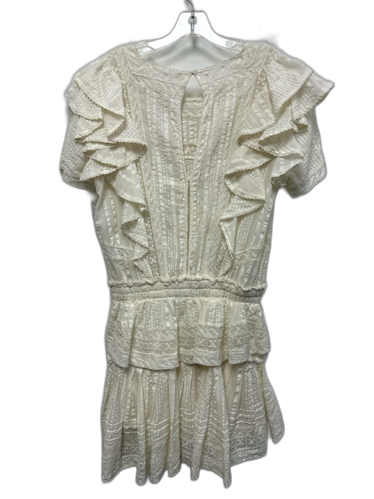 Loveshackfancy Size S Cream White Cotton Lace Detail Short Sleeve Ruffle Dress Cream White / S