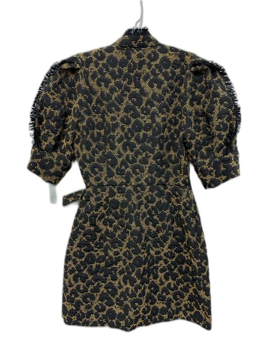 Hofmann Size 36 Black & Yellow Polyester Blend 1/2 Puff Sleeve Tie Front Dress Black & Yellow / 36