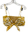 AMUR Size M Yellow & White Cotton Elastic Waistband Botanical Crop Short Set Yellow & White / M