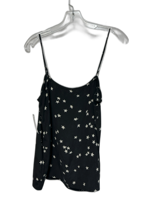 Equipment Femme Size S Black & Cream White Silk Spaghetti Strap Star Tank Top Black & Cream White / S
