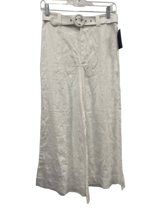 Faithfull the Brand Size 2 White Linen High Waist Wide Leg Hook & Zip Fly Pants White / 2