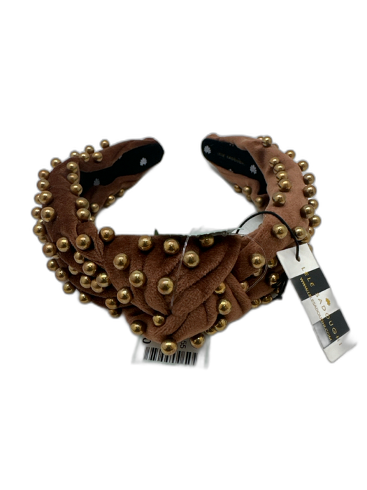 Lele Sadoughi Brown & Gold Knot Detail Metallic Beads Velvet Headband Brown & Gold