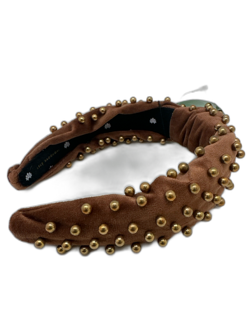Lele Sadoughi Brown & Gold Knot Detail Metallic Beads Velvet Headband Brown & Gold