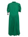 Buru Size S Green Cotton Button Belted Puff Sleeve Maxi Dress Green / S