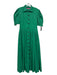 Buru Size S Green Cotton Button Belted Puff Sleeve Maxi Dress Green / S