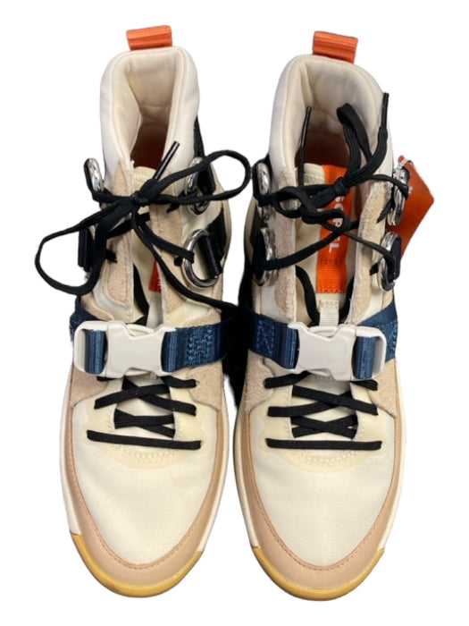 Sorel Shoe Size 6.5 Cream Blue & White Strap Detail High Top Lace Shoes Cream Blue & White / 6.5