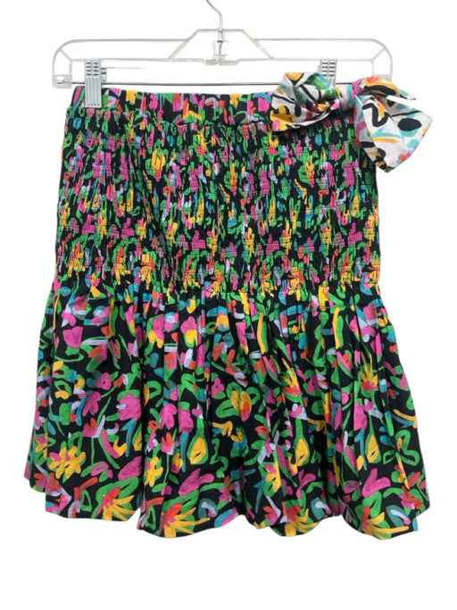 Tanya Taylor Size XS Multicolor Cotton Smocked All Over Print Mini Skirt Multicolor / XS