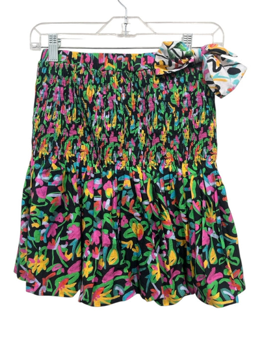 Tanya Taylor Size XS Multicolor Cotton Smocked All Over Print Mini Skirt Multicolor / XS