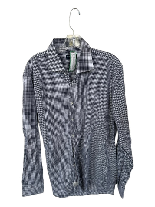 Peter Millar Size XL Navy & White Cotton Checkered Button Down Men's Shirt Navy & White / XL