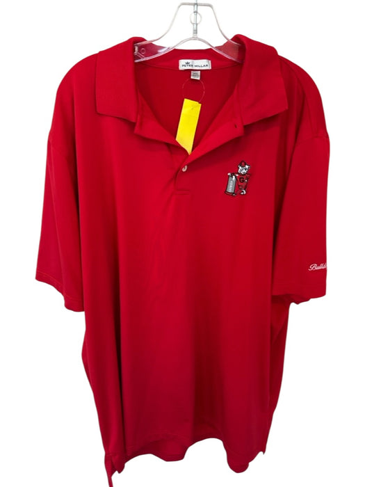 Peter Millar Size XXL Red & Black Polyester UGA Golf Men's Polo Red & Black / XXL