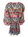 Alexis Size M Maroon & Blue Polyester Long Balloon Sleeve Abstract Dress Maroon & Blue / M