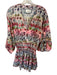 Alexis Size M Maroon & Blue Polyester Long Balloon Sleeve Abstract Dress Maroon & Blue / M