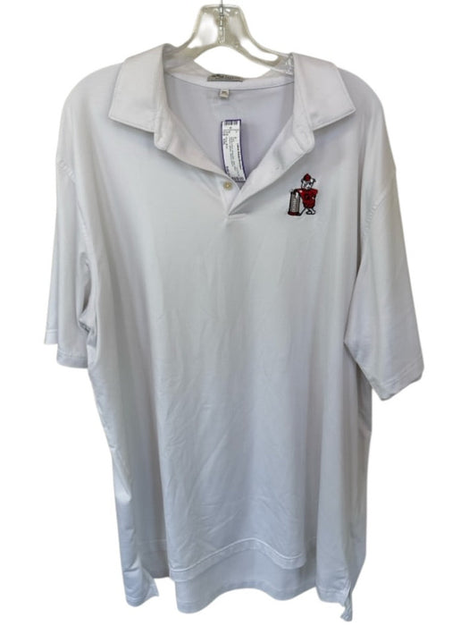 Peter Millar Size XXL White & Red Polyester UGA Athletic Men's Polo White & Red / XXL