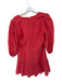 Karlie Size L Red Ramie Blend Long Balloon Sleeve Drop Waist Back Zip Dress Red / L
