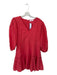 Karlie Size L Red Ramie Blend Long Balloon Sleeve Drop Waist Back Zip Dress Red / L