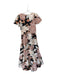 Cynthia Rowley Size S Brown & Black Cotton Short Sleeve Flowers Slit Neck Dress Brown & Black / S